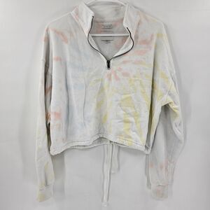American Eagle medium crop top sweatshirt sweater tie dye white